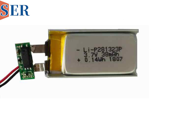 LP281323 3.7v 38mAh baterai polimer lithium isi ulang dengan kabel FPC untuk headphone nirkabel