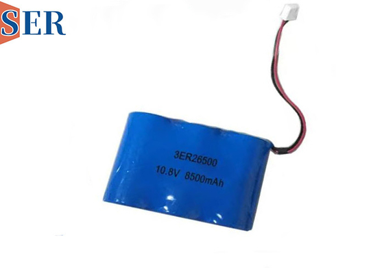 Baterai Li-SOCL2 yang disesuaikan 10.8V 8500mAh ER26500 3S1P Lithium Primary Battery Pack untuk Detektor Kebocoran Vakum