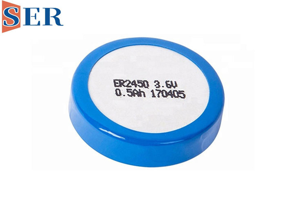 MSDS Buckle Type ER2450 Li SOCl2 Baterai Sel Wafer ER2450T