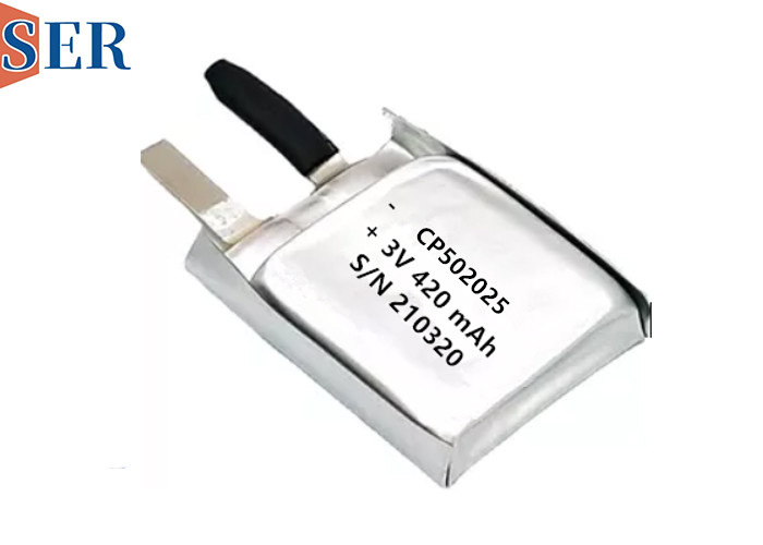 CP502025 Li-MnO2 Sel Kantong Baterai Ultra Tipis Lembut 550mAh Umur Panjang Untuk Pelacakan Hewan
