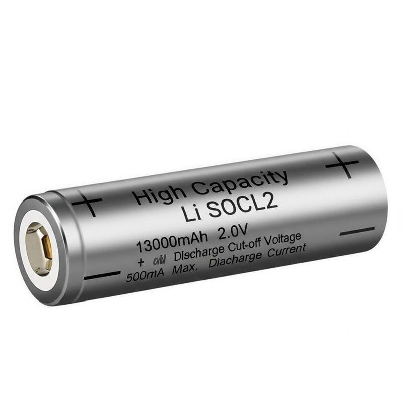 Baterai Li SOCL2 Kapasitas Tinggi 13000mAh 2.0V Pengisian Tegangan Putus 500mA Maks.