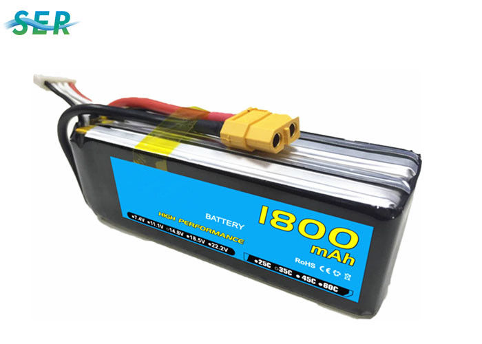Baterai Mobil RC Isi Ulang 35C 14.8V 1800mAh Li Polymer Untuk Helikopter Mini / Pesawat