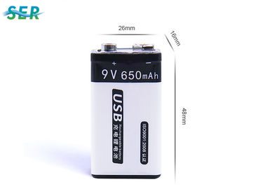 Paket Baterai Lithium 9V Kapasitas Tinggi 650mAh Isi Ulang Untuk Meter / Alarm Kebakaran