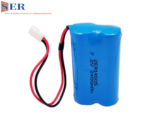 2ER14505 2S1P Li SOCL2 Baterai ER14505-2S 7.2V 2400mah Konektor Kawat Untuk Meter