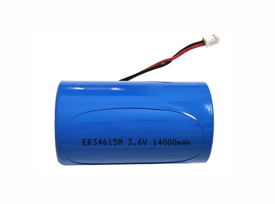 3.6 Volt 14AH Li SOCL2 Baterai Lithium D Ukuran ER34615M/W200A ER34615M/W200C ER34615M-T1 Dengan Konektor Kawat Lead