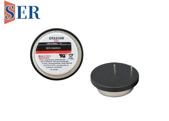 ER22G68 LiSOCl2 Baterai Sel Wafer Tipe Gesper 3.6V Tidak Dapat Diisi Ulang
