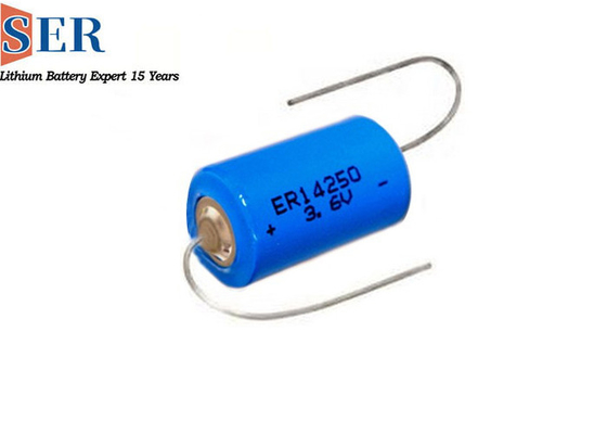 Keselamatan 3.6V baterai lithium primer 1/2AA ukuran 600mah ER14250S 3.6 Volt Suhu Tinggi 150 Lisocl2 baterai umur panjang